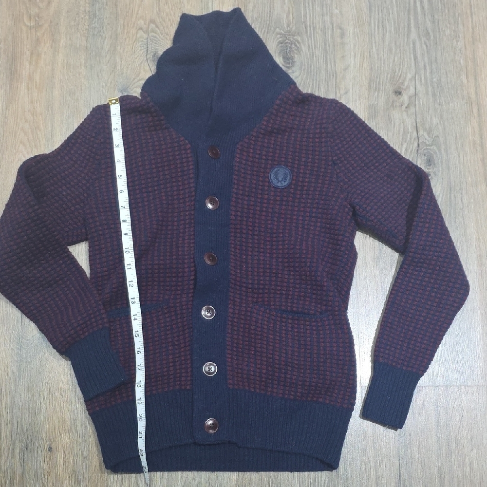 Fred Perry Dark Blue and Maroon Cardigan